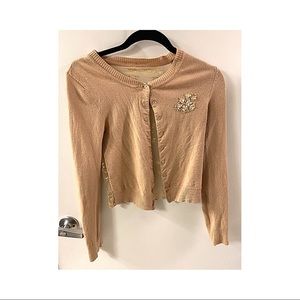 EUC Lace Camel Button Cardigan